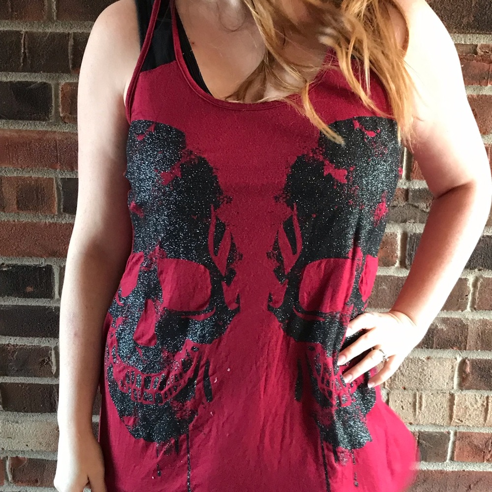 Hot Topic Glitter Skull Tank